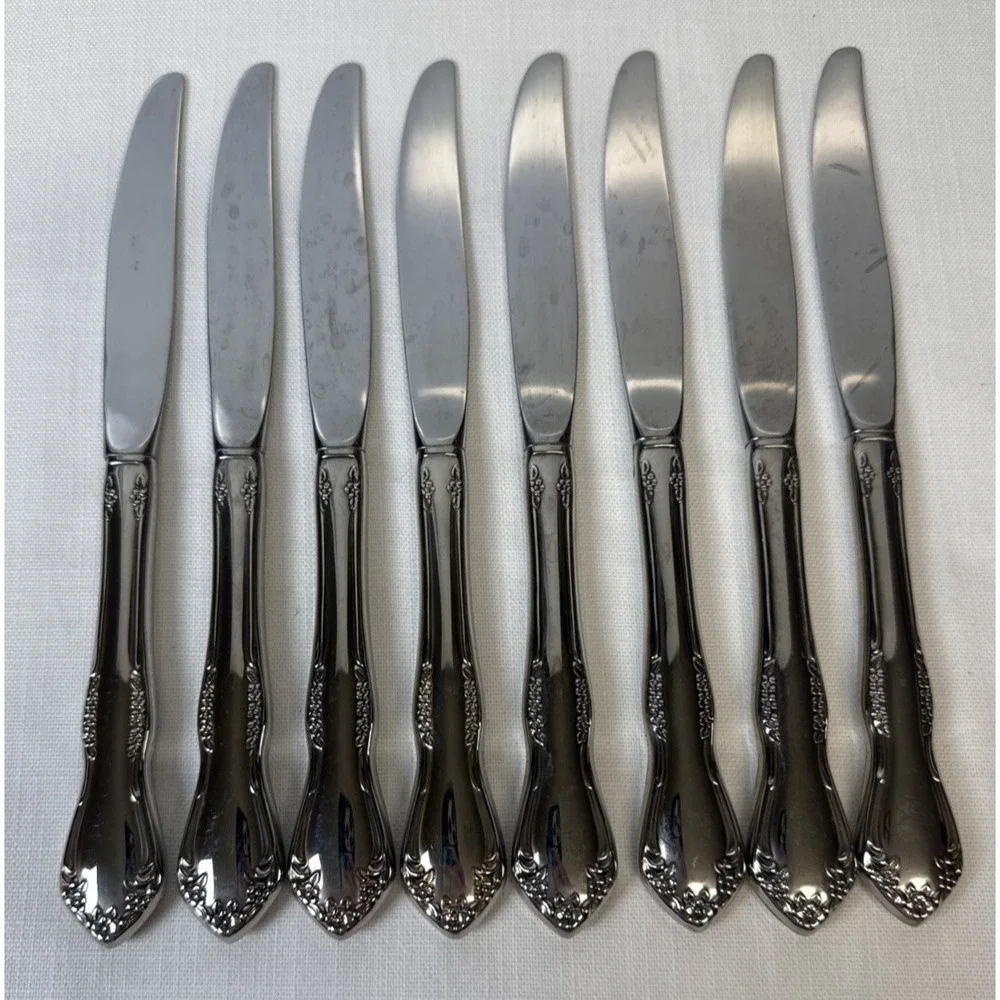 Oneida‎ Mansfield Amadeus Dinner Knives 8 Hollow Stainless Wm A Rogers Deluxe